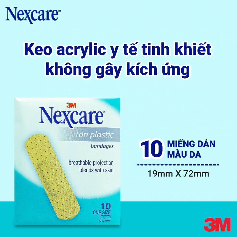 Băng Keo Cá Nhân Nexcare 3M Tan Plastic 10 Miếng