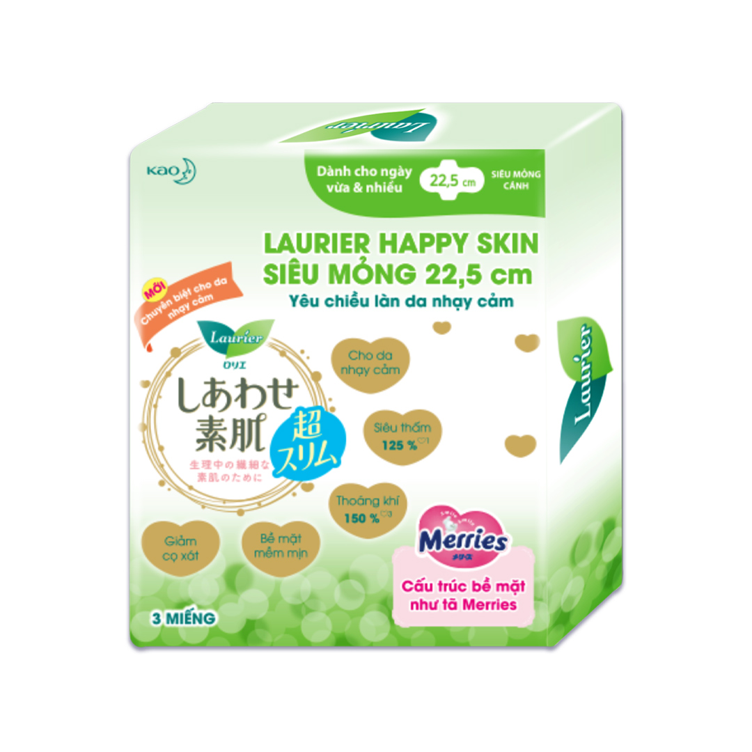Tặng: Laurier Happy Skin minisize (3 miếng) (SL có hạn)