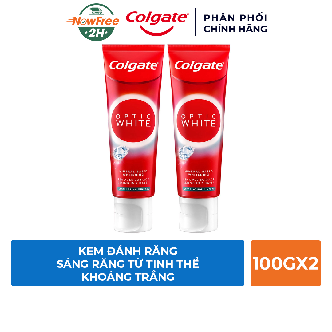 Bộ Đôi Kem Đánh Răng Colgate Sáng Răng Từ Tinh Thể Khoáng Trắng 100gx2 