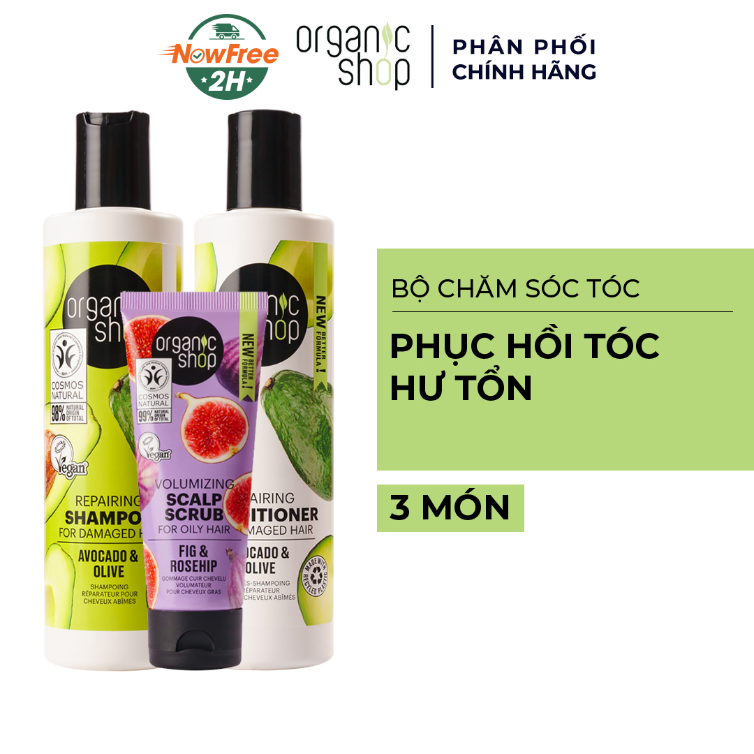 Bộ Chăm Sóc Tóc Organic Shop Phục Hồi Tóc 3 Món | Hasaki.vn