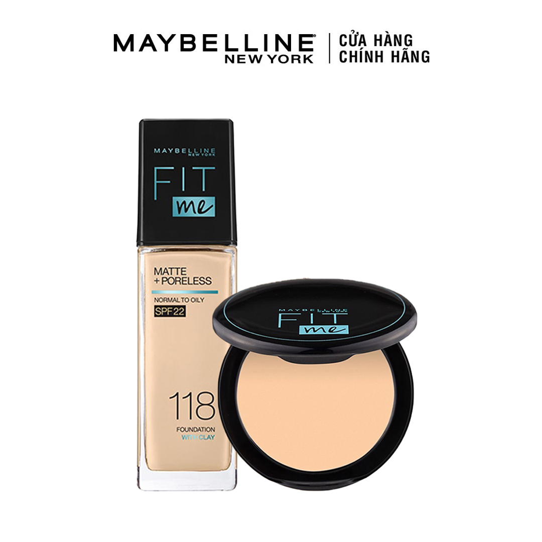 Combo Maybelline Fit Me Kem Nền 30ml + Phấn Nền 6g #118 Light Beige | Hasaki.vn