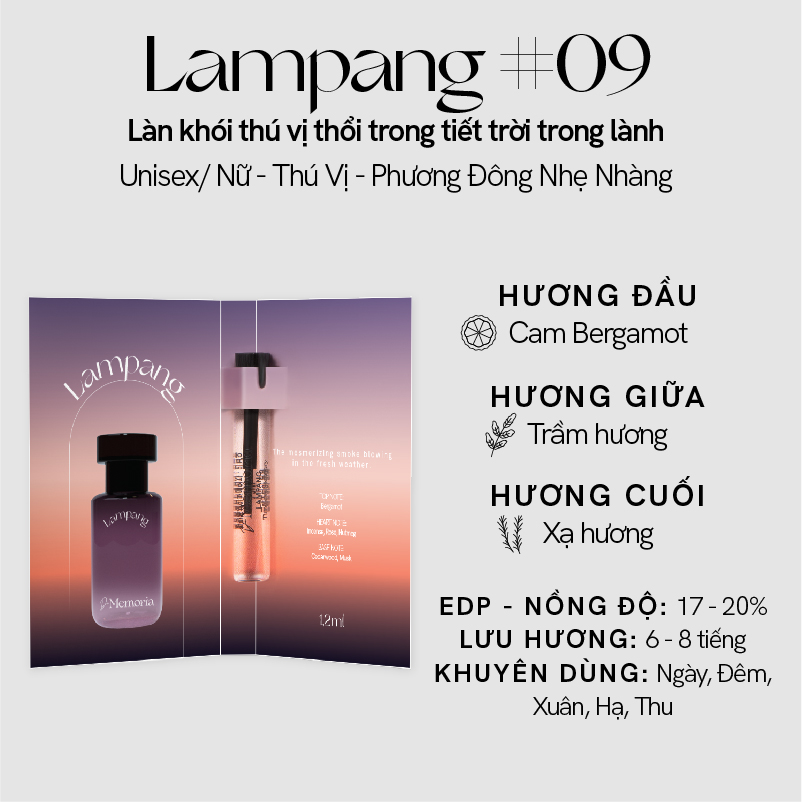 Quà tặng: Nước Hoa De Memoria Eau De Parfum  Lampang 1.2ml(SL có hạn)