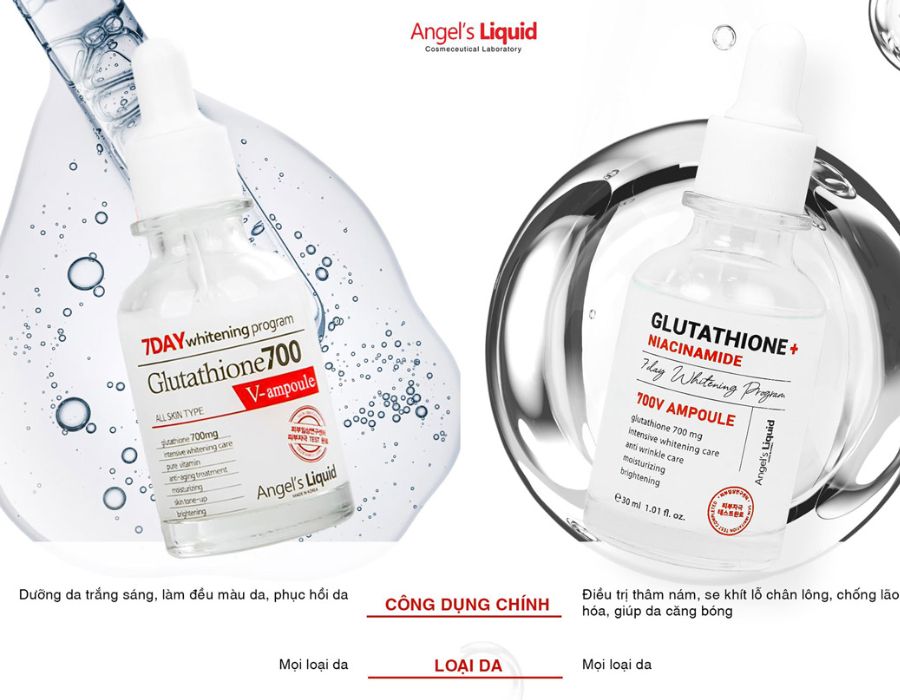 Tinh Chất Angel's Liquid Dưỡng Sáng Da, Mờ Thâm 7 Day Whitening Program Glutathione 700 V Ampoule