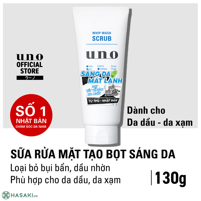 sữa rửa mặt Uno tạo bọt sáng da 