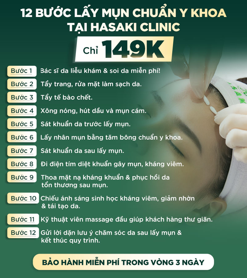 12 Bước lấy mụn chuẩn Y khoa tại Hasaki Clinic