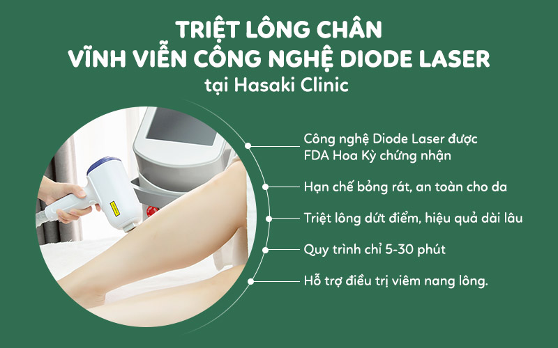 Triệt lông chân vĩnh viễn Diode Laser tại Hasaki Clinic