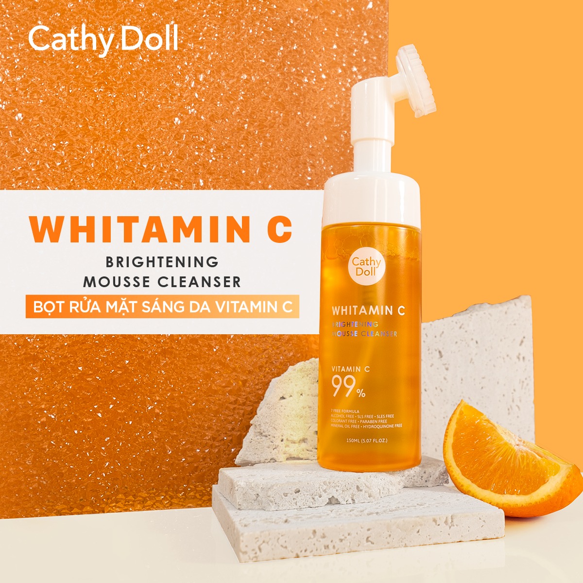Bọt Rửa Mặt Cathy Doll Vitamin C Dưỡng Sáng, Mờ Thâm 150ml