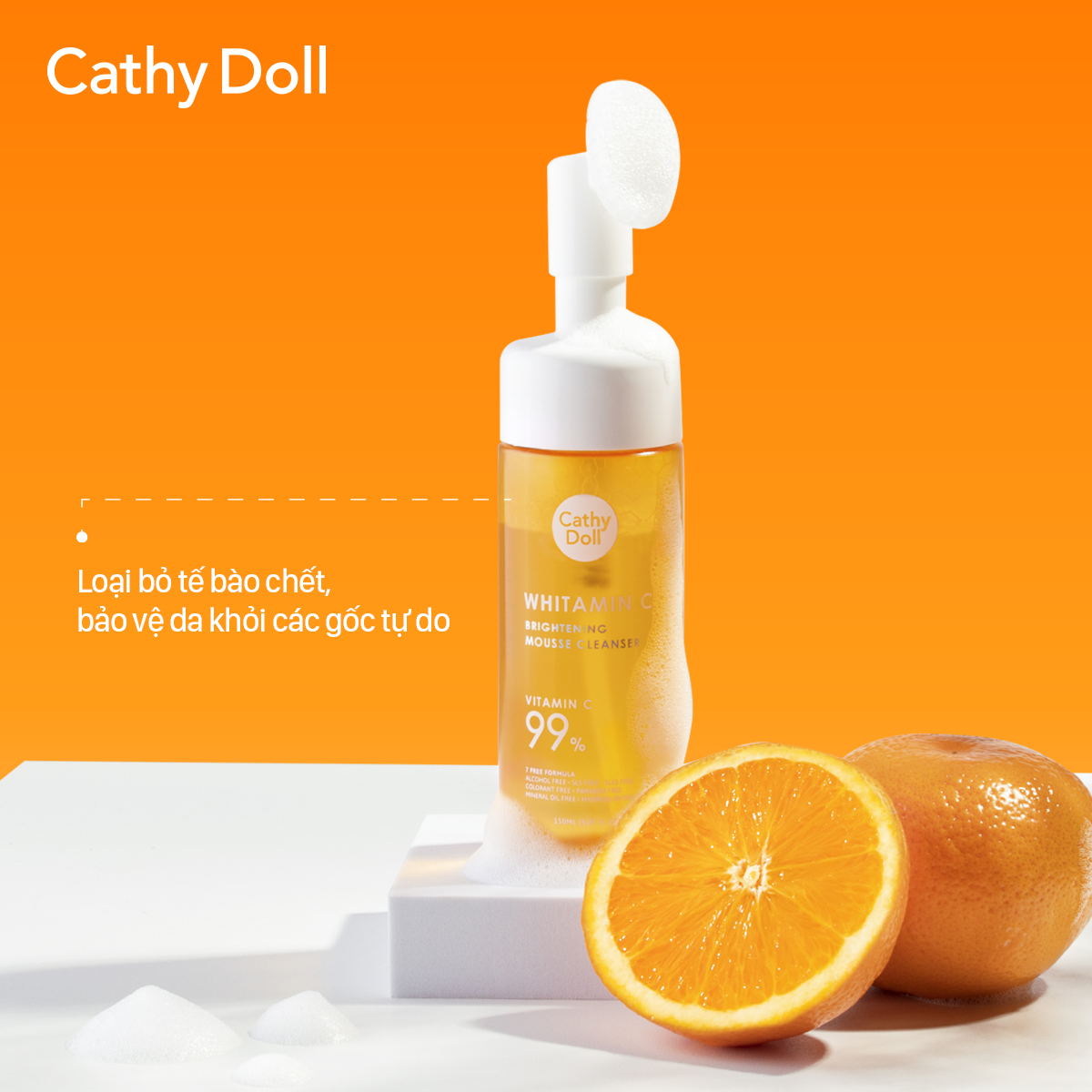 Công dụng Bọt Rửa Mặt Cathy Doll Whitamin C Brightening Mousse Cleanser