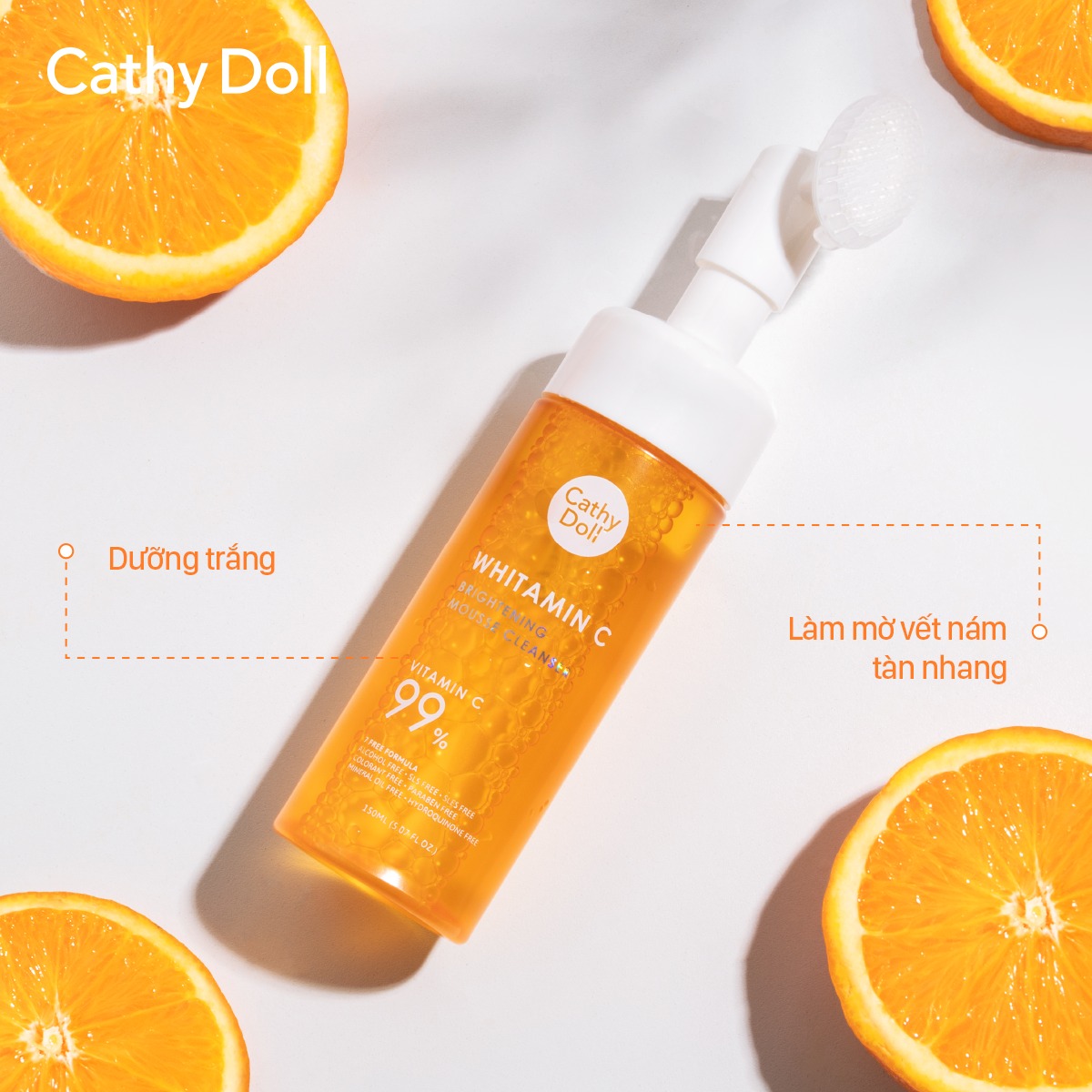 Công dụng Bọt Rửa Mặt Cathy Doll Whitamin C Brightening Mousse Cleanser 150ml