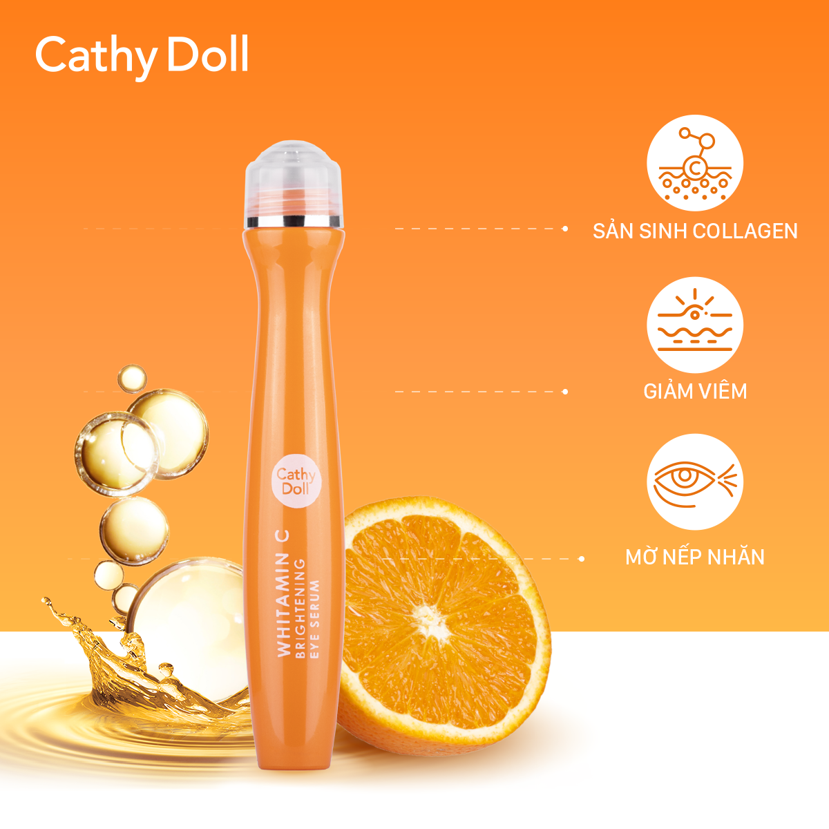 Công dụng Cây Lăn Mắt Cathy Doll Vitamin C Dưỡng Sáng, Mờ Thâm 15ml
