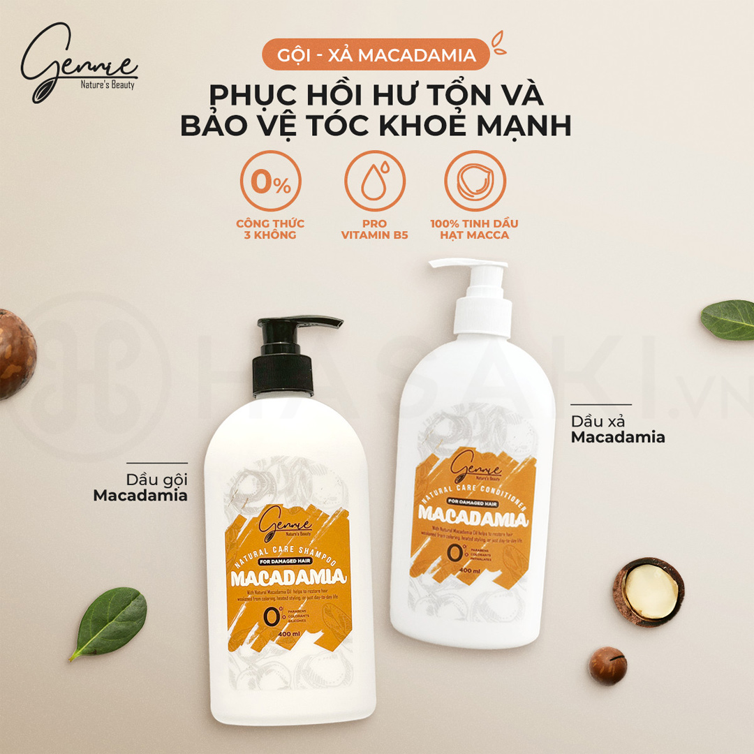 Dầu Gội Gennie Macadamia For Damaged Hair 400ml  