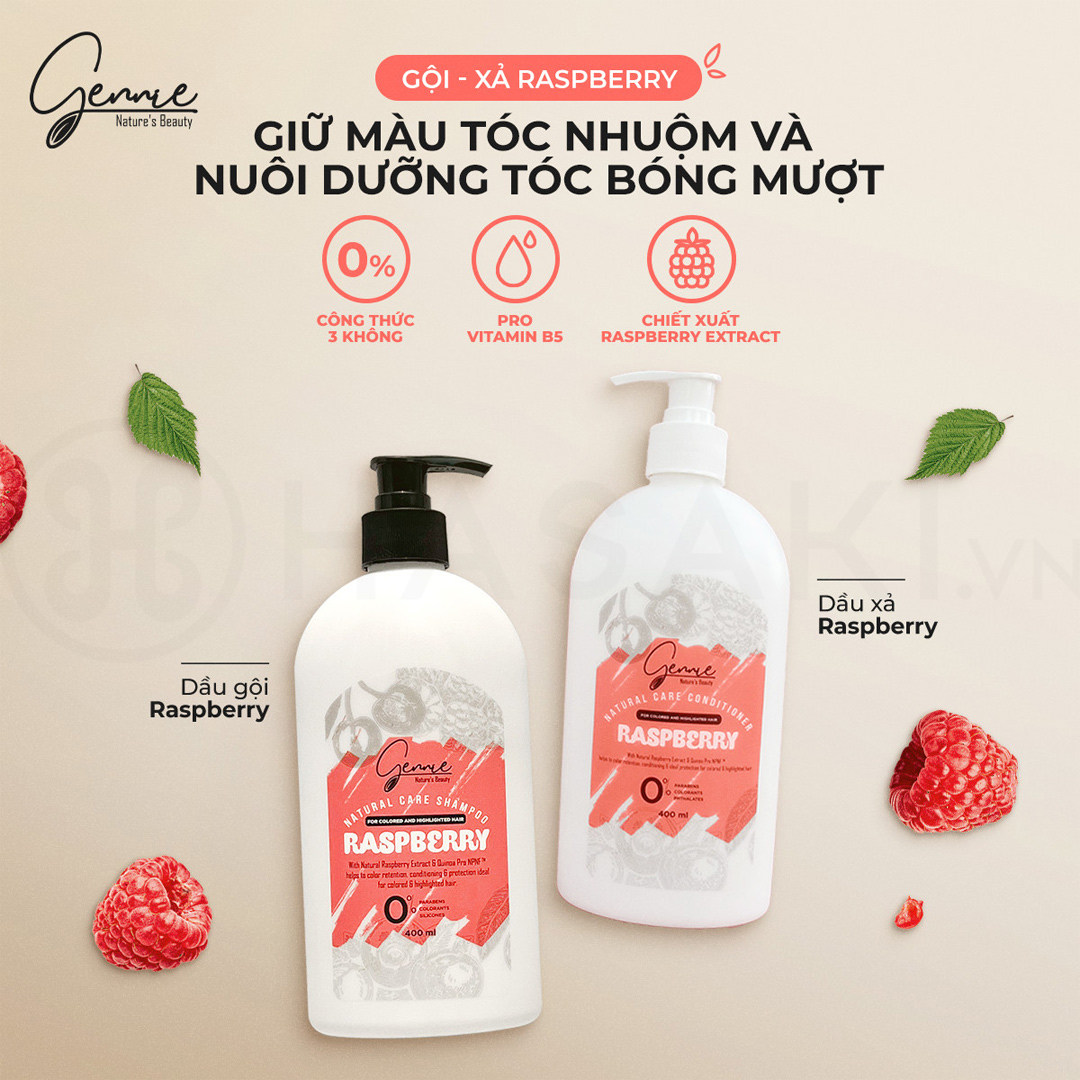 Dầu Gội Gennie Raspberry For Colored & Highlighted Hair 400ml