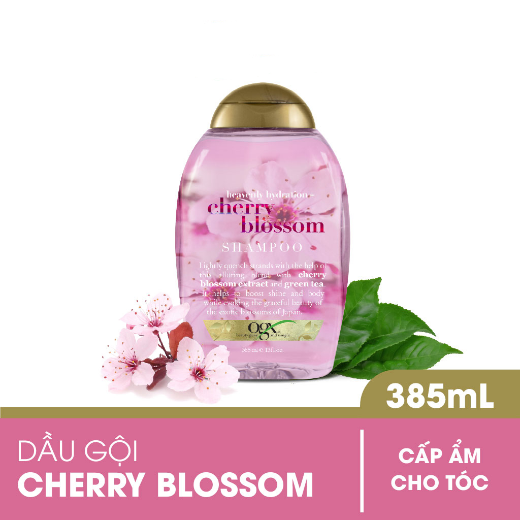 Dầu Gội OGX Heavenly Hydration + Cherry Blossom Shampoo Cấp Ẩm Cho Tóc