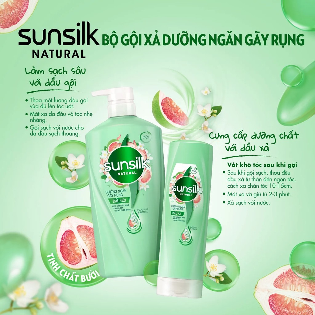 Dầu gội Sunsilk Natural 650g giúp ngăn gãy rụng, tóc suôn mượt với dưỡng  chất thiên nhiên | Lazada.vn