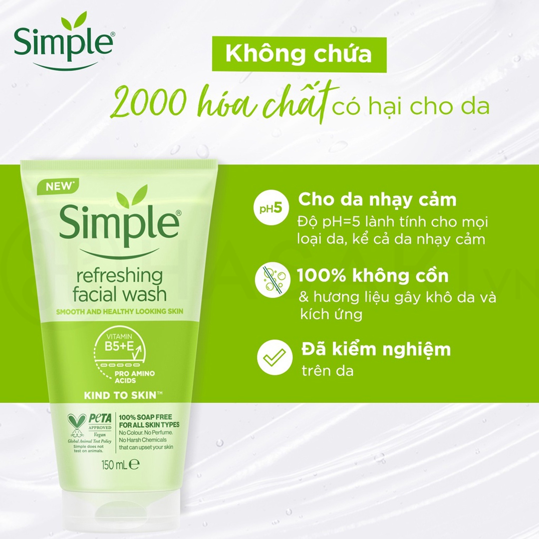 Độ an toàn Sữa Rửa Mặt Simple Refreshing Facial Wash