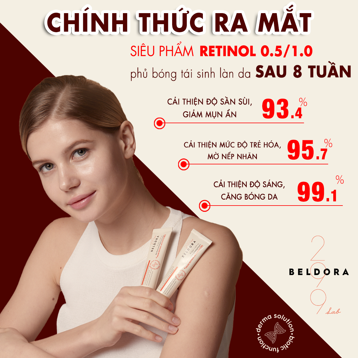 Kem Dưỡng Beldora 299 Retinol 0.5 Phủ Bóng, Ngừa Mụn 35ml 