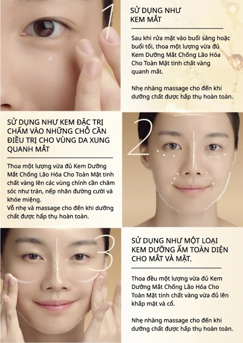 HDSD Kem Dưỡng Mắt AHC Age Defense Real Eye Cream For Face