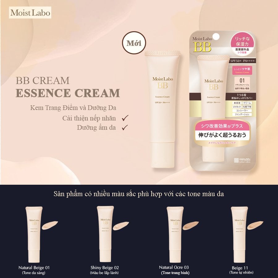 Bảng màu Kem Nền Meishoku Moist-Labo BB Essence Cream 30g