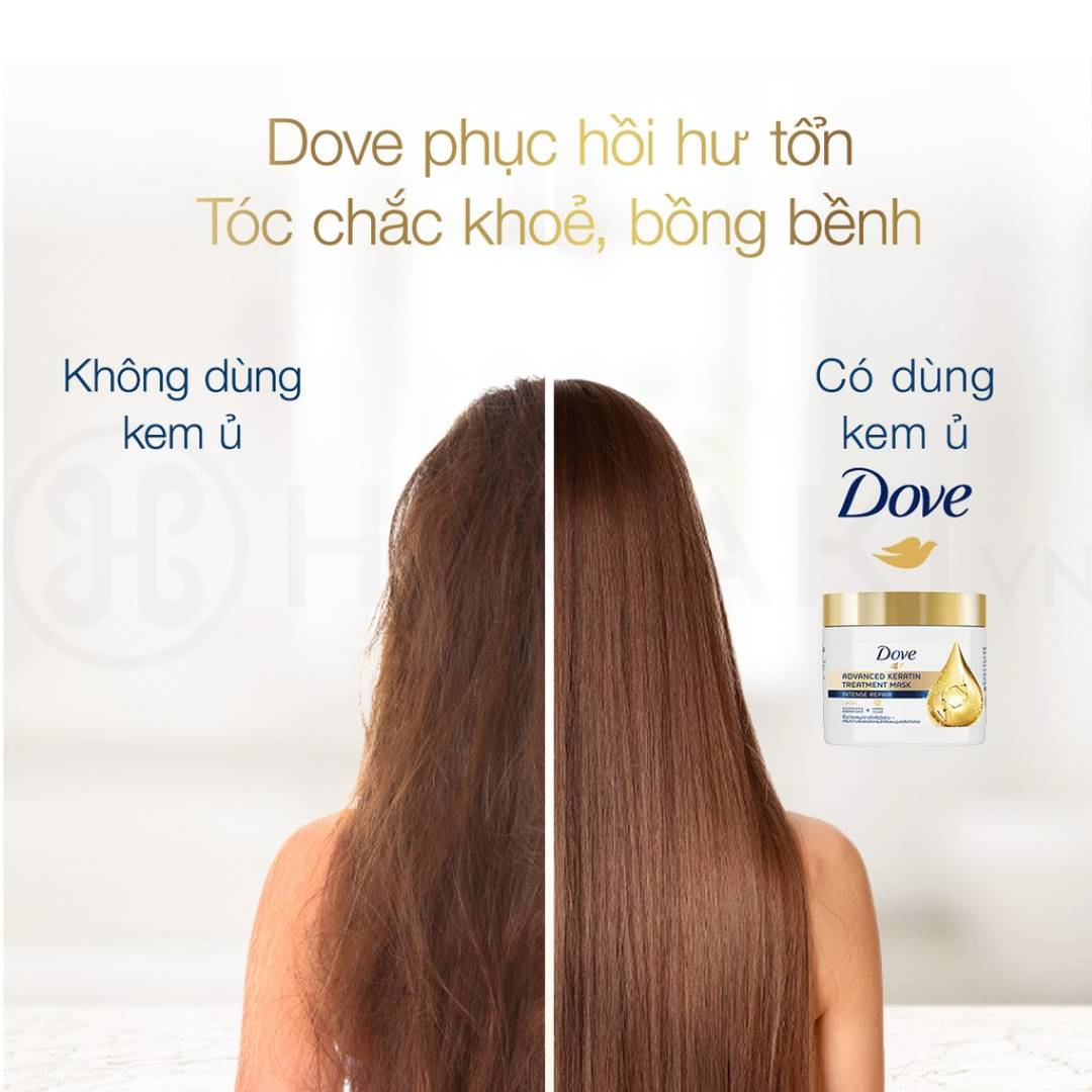 Kem Ủ Tóc Dove Keratin sẽ khiến cho đầu tóc của bạn trở nên mềm mượt và suôn mượt hơn bao giờ hết. Với công thức chứa keratin giúp bảo vệ và nuôi dưỡng tóc, bạn sẽ tự tin để diện mạo mới với mái tóc suôn mượt và óng ả.