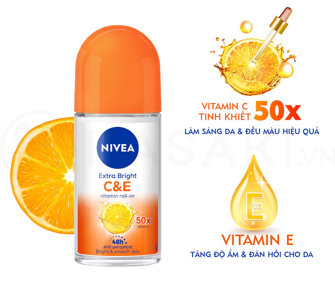 Lăn Ngăn Mùi Nivea Dưỡng Sáng Vitamin C&E 50ml 