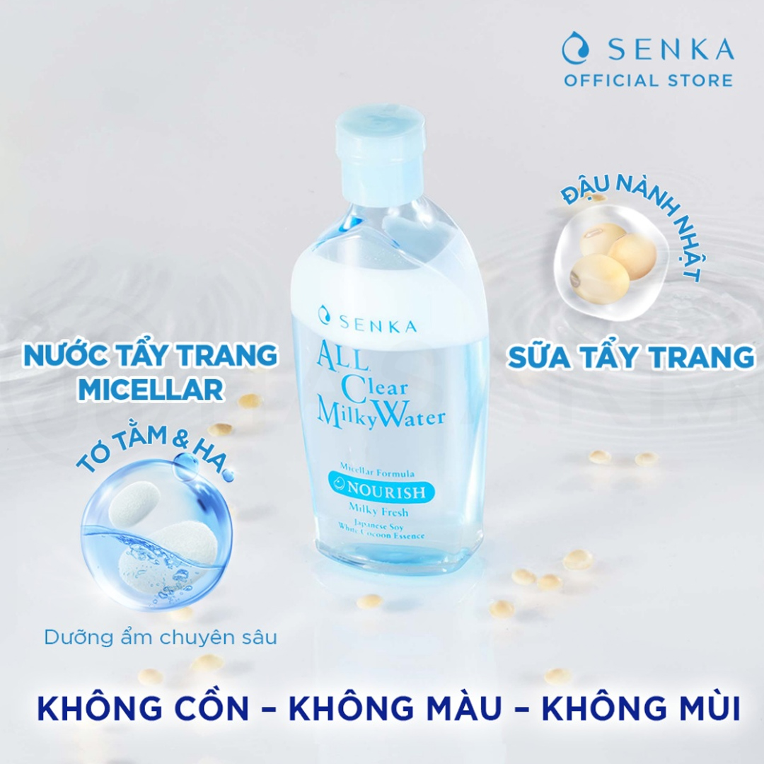 Nước Sữa Tẩy Trang Senka All Clear Milky Water Nourish 230ml