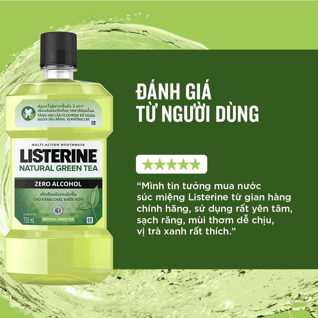Review Nước Súc Miệng Listerine Natural Green Tea Zero Alcohol Multi-Action Mouthwash