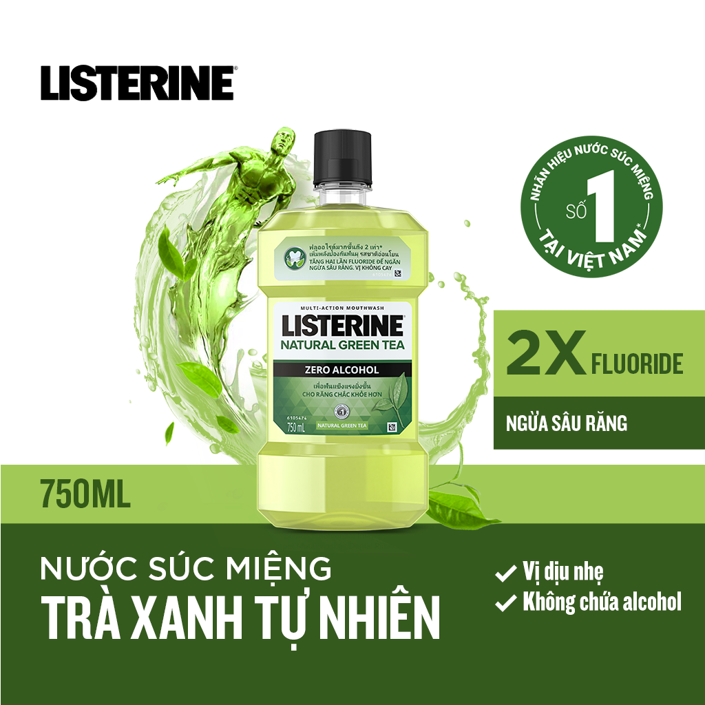 Nước Súc Miệng Listerine Trà Xanh Ngừa Sâu Răng