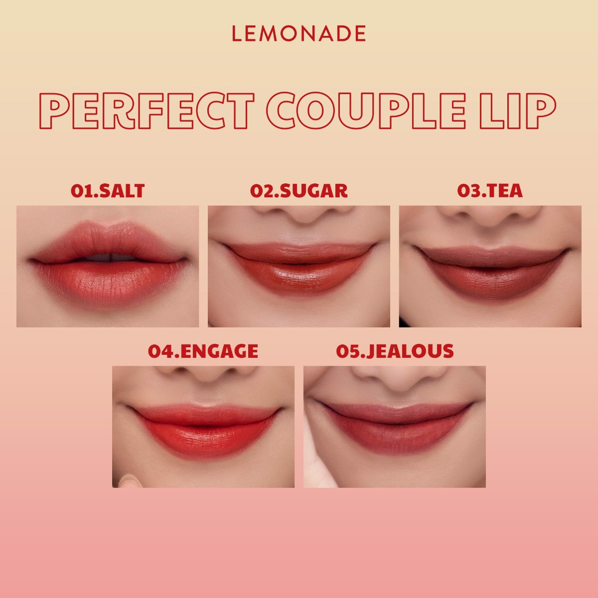 Bảng màu Son Kem Lì 2 Đầu Lemonade Perfect Couple Lip Version 2 7.5g