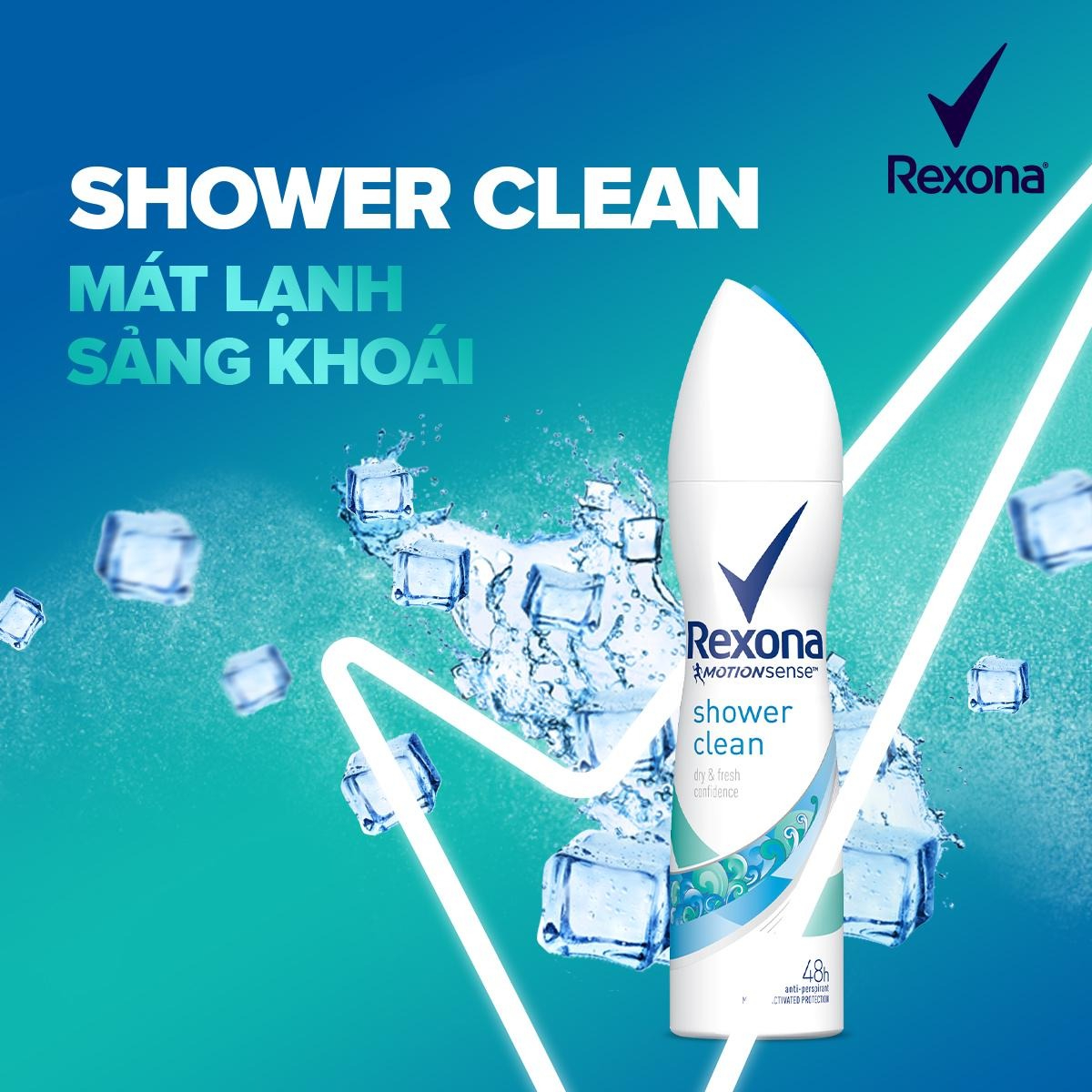 Xịt Khử Mùi Cho Nữ Rexona Shower Clean Mát Lạnh 150ml
