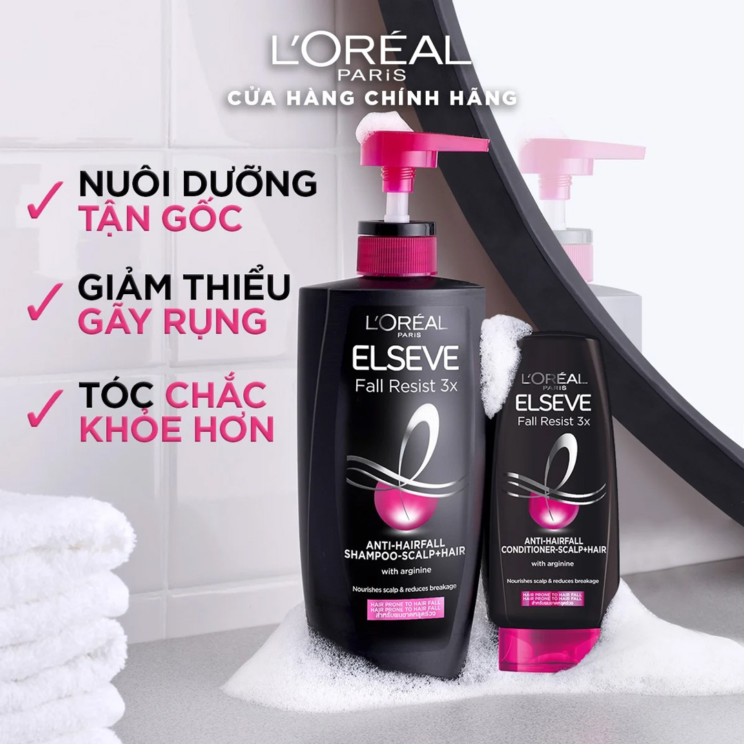 Dầu Gội L'Oreal Paris Elseve Fall Resist 3X Shampoo ngăn ngừa gãy rụng tóc hiệu quả