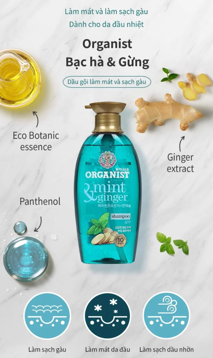 Dầu Gội Nuôi Dưỡng Tóc Gừng Và Bạc Hà - Organist Mint & Ginger Shampoo 500ml