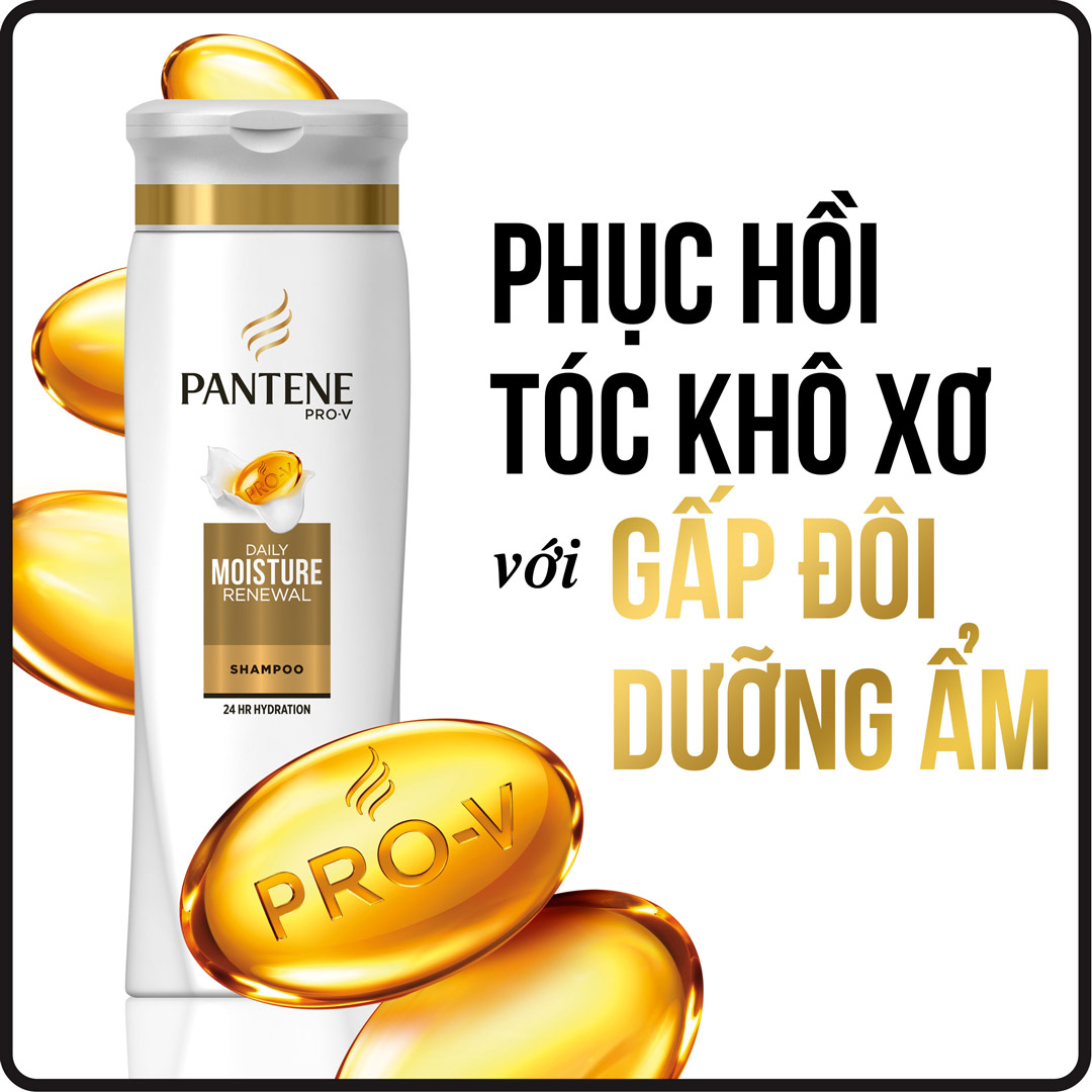 Dầu Gội & Xả Pantene Daily Moisture Renewal 2in1 Shampoo & Conditioner dưỡng ẩm và phục hồi tóc suốt 24 giờ.