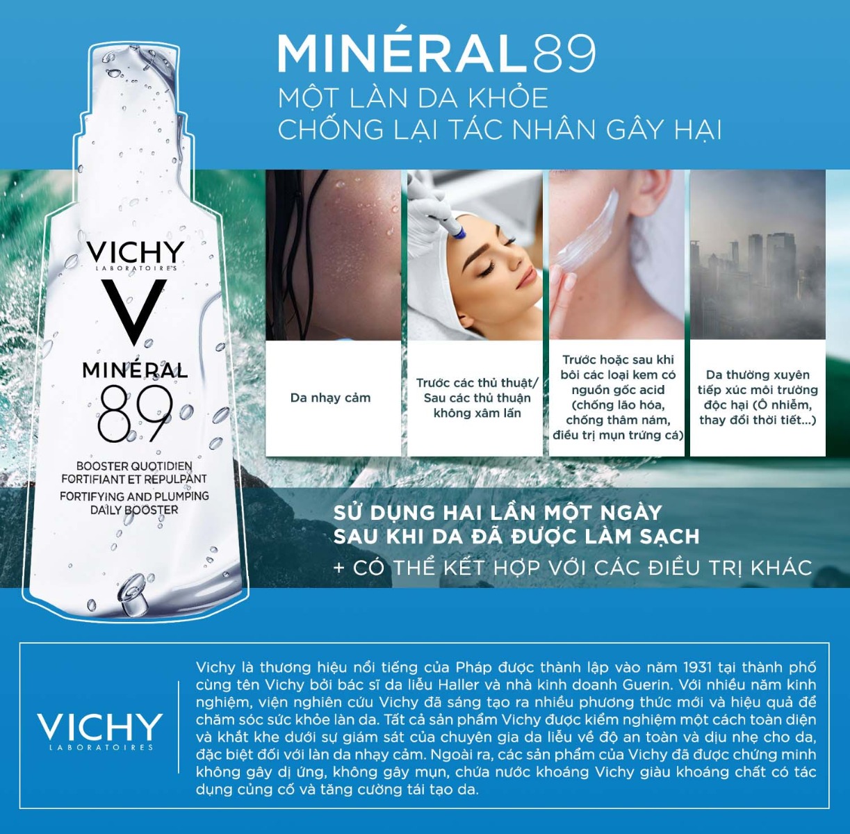 Dưỡng Chất Khoáng Cô Đặc Vichy Mineral 89 Serum thích hợp cho mọi loại da sử dụng