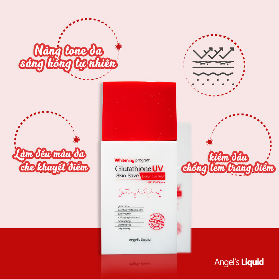 Kem Chống Nắng Angel's Liquid Chống Trôi Whitening Program Glutathione UV Skin Save Long Lasting SPF50+ PA+++