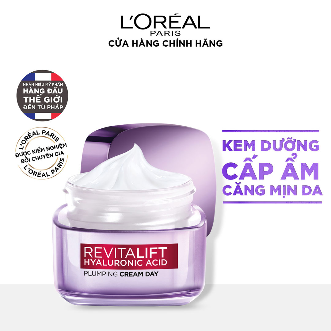 Kem Dưỡng Siêu Cấp Ẩm Căng Mịn Da L'Oréal Paris Revitalift Hyaluronic Acid Plumping Day Cream 50ml hiện đã có mặt tại Hasaki.
