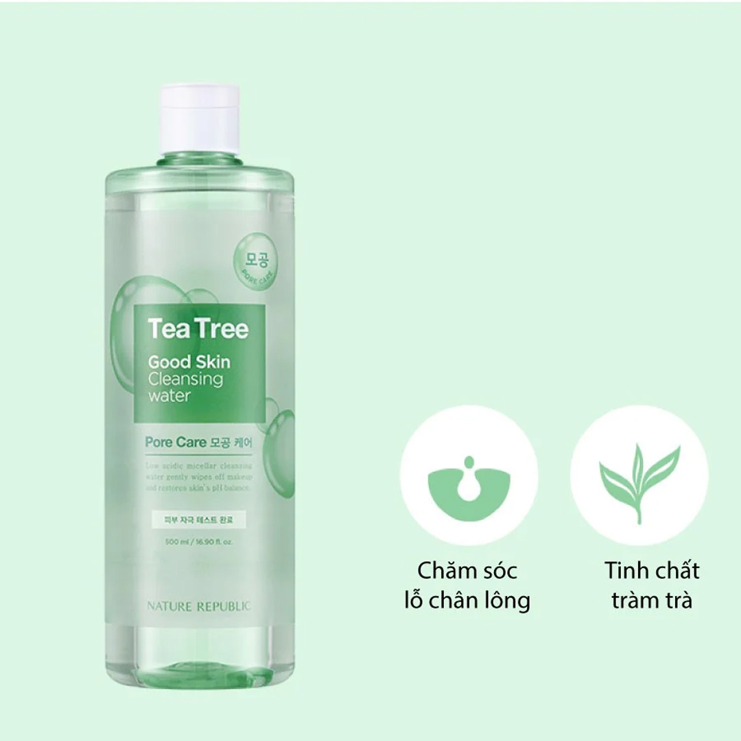 Nước Tẩy Trang Nature Republic Good Skin Tea Tree Ampoule Cleansing Water 500ml
