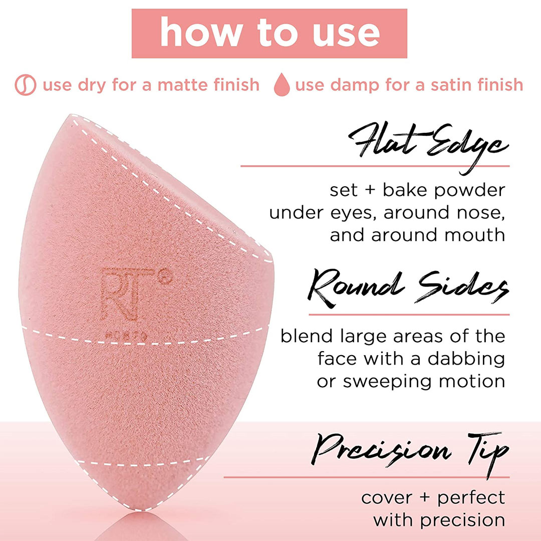 Real Techniques Miracle Powder Sponge được thiết kế dành cho tán phấn phủ và các sản phẩm dạng bột khác như phấn má hồng, bronzer, highlight...