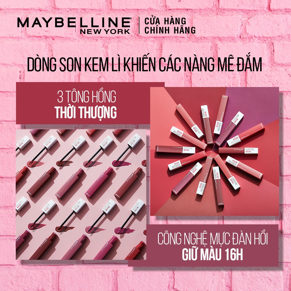Son Kem Lì Maybelline Superstay Matte Ink Pink Edition 5ml sở hữu công nghệ mực đàn hồi độc đáo giúp giữ màu son lâu trôi lên đến 16 giờ