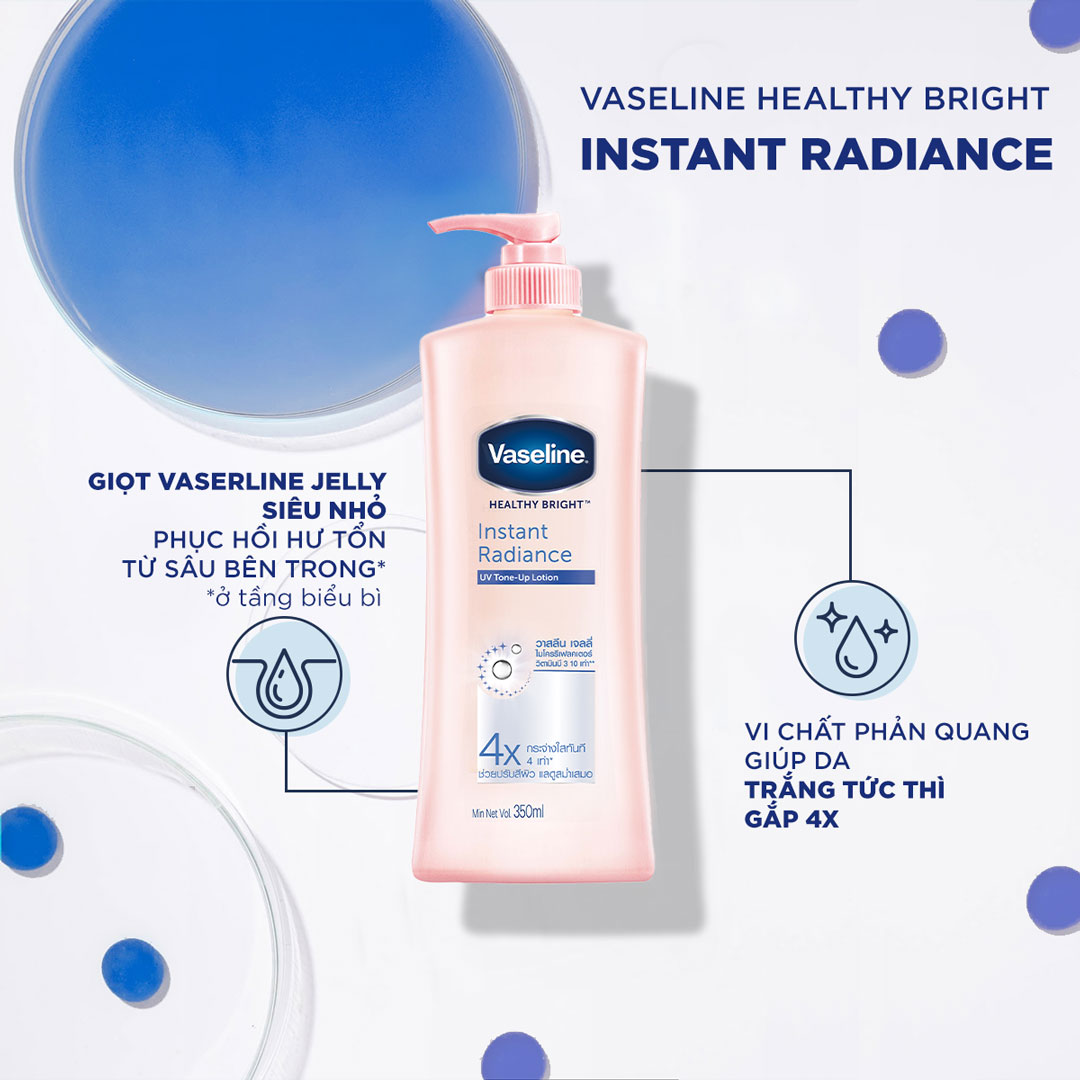 Sữa Dưỡng Thể Sáng Da Tức Thì Vaseline Healthy Bright Insta Radiance UV  Tone-Up Lotion 350ml