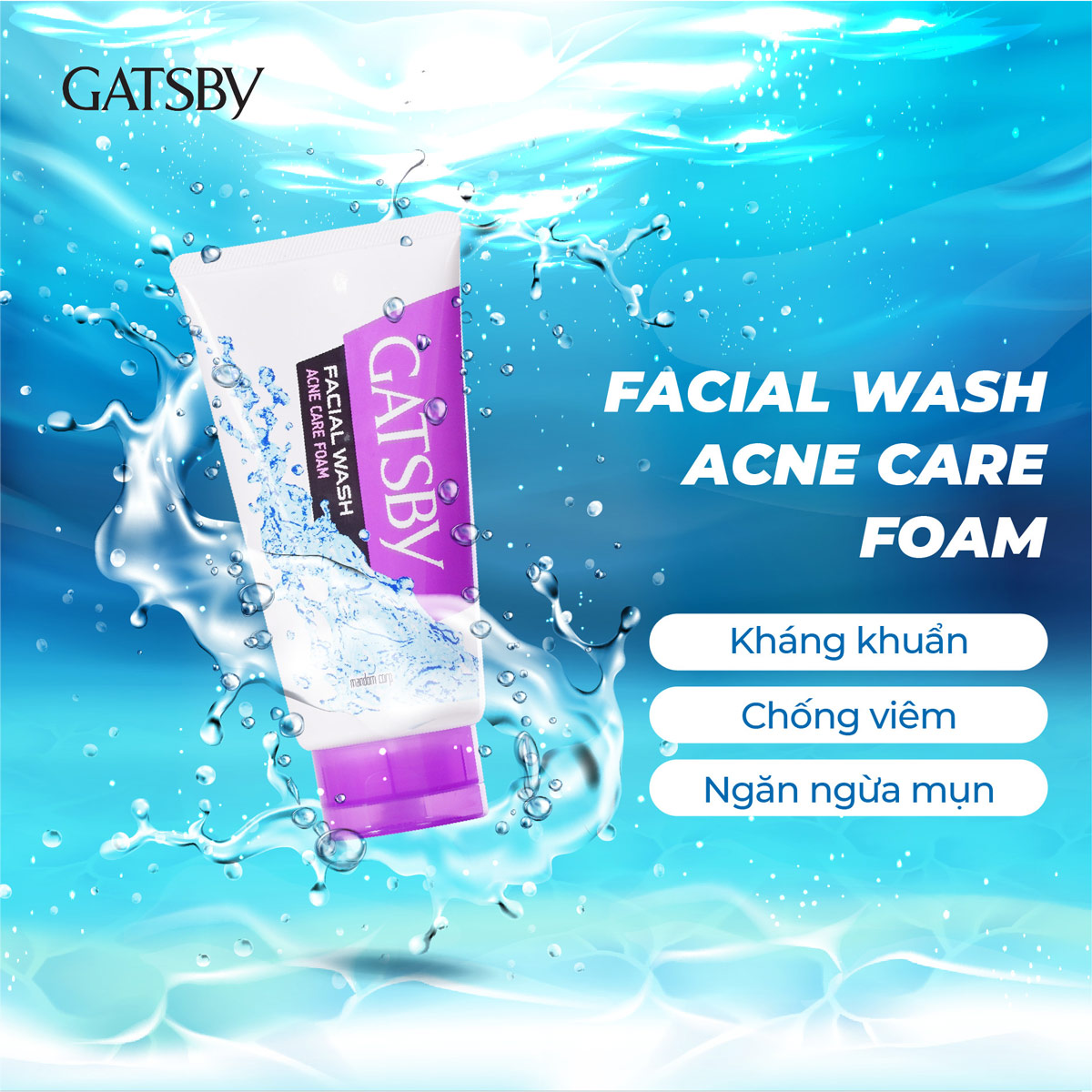 Sữa Rửa Mặt Ngăn Ngừa Mụn GATSBY Facial Wash Acne Care Foam 130g