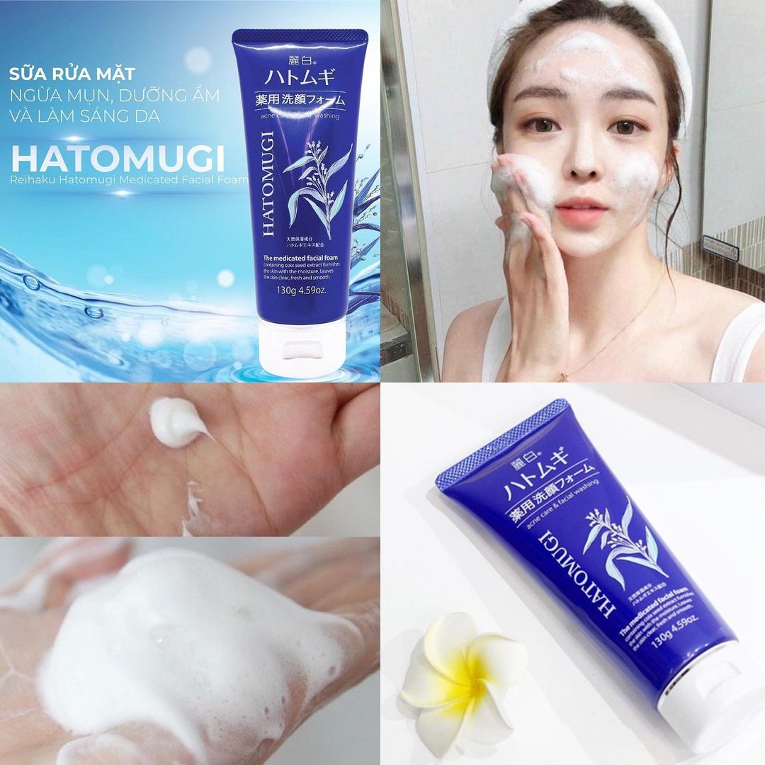 Sữa Rửa Mặt Hatomugi The Medicated Facial Foam giúp làm sạch sâu, ngừa mụn và dưỡng ẩm da.