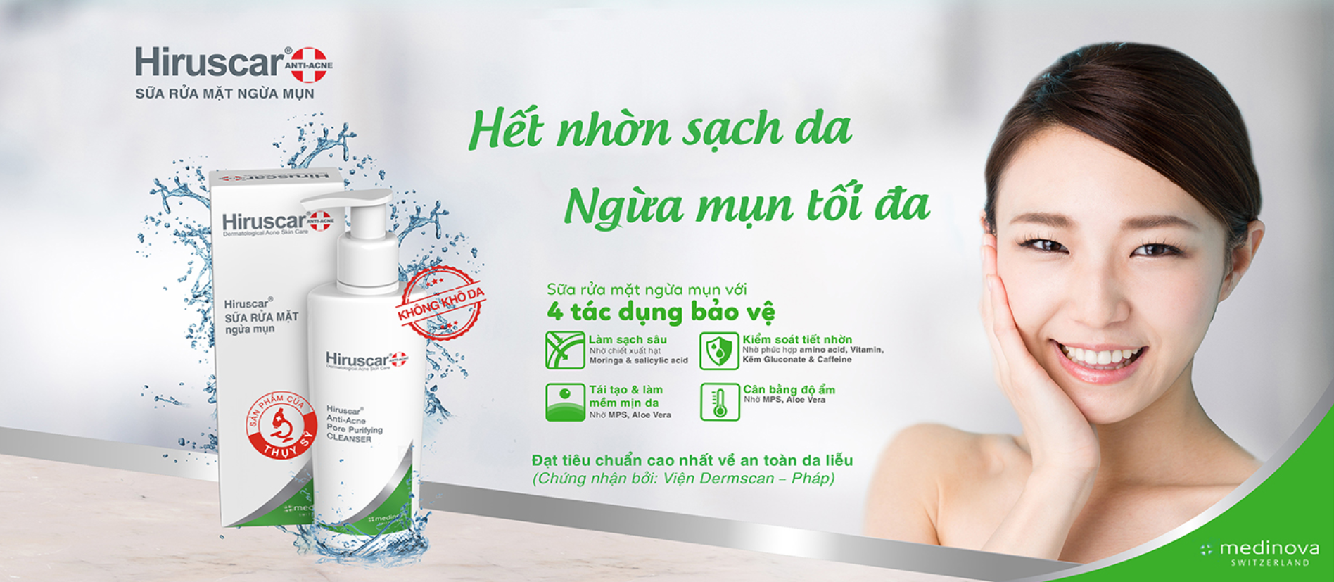Sữa Rửa Mặt Ngừa Mụn Hiruscar Anti-Acne Cleanser+ 100ml