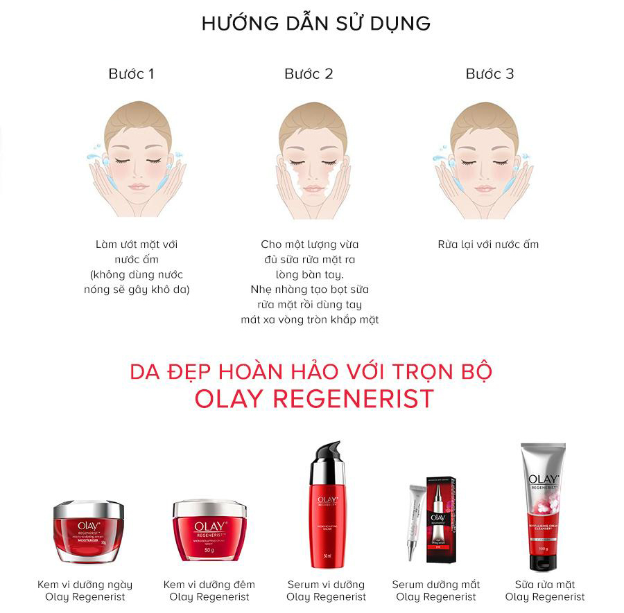 Sử dụng trọn bộ Olay Regenerist Ngừa Lão Hóa để có làn da tươi trẻ mịn màng