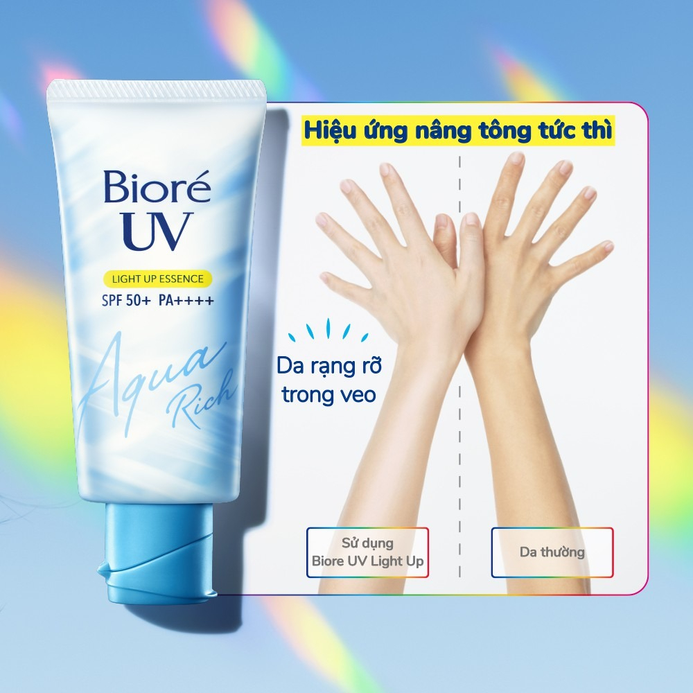 Tinh Chất Chống Nắng Bioré UV mang lại hiệu ứng da rạng rỡ trong veo