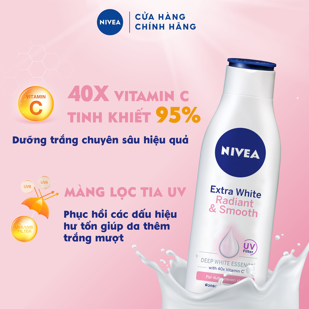 Sữa Dưỡng Thể Dưỡng Da Sáng Mịn Nivea Extra White Radiant & Smooth UV Body Lotion 600ml
