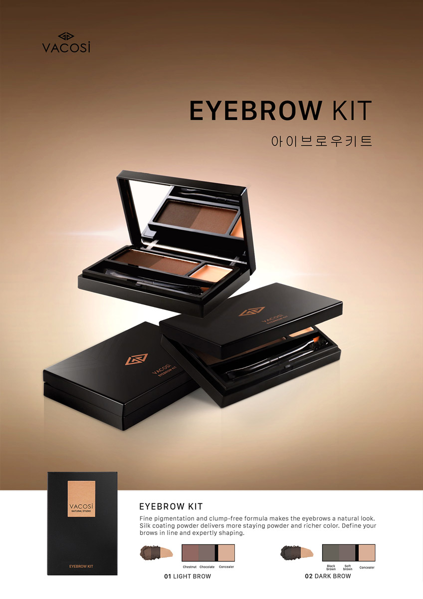 Bộ Kit Vẽ Mày Vacosi Eyebrow Kit hiện đã có mặt tại Hasaki với màu 01 - Light Brow.