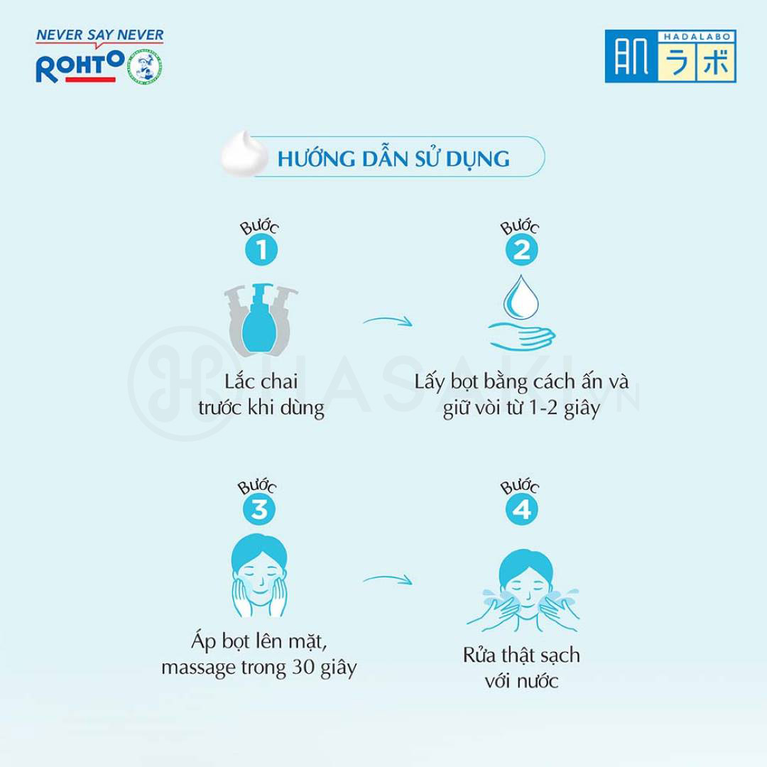 Hướng dẫn sử dụng Bọt Rửa Mặt Dưỡng Ẩm Hadalabo Gokujyun Moisturizing Foaming Wash
