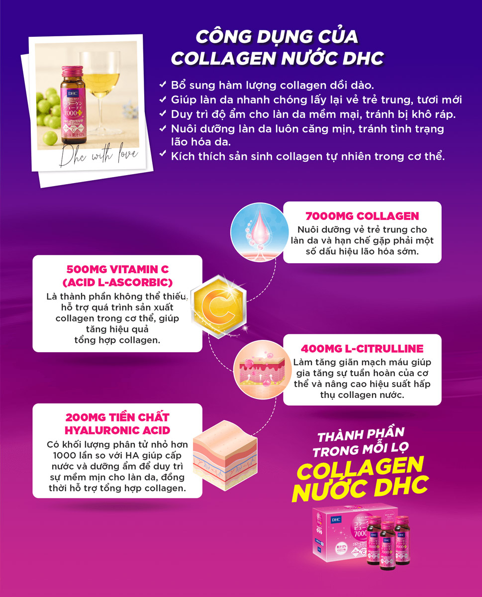 Công dụng của Collagen Nước DHC Collagen Beauty Plus