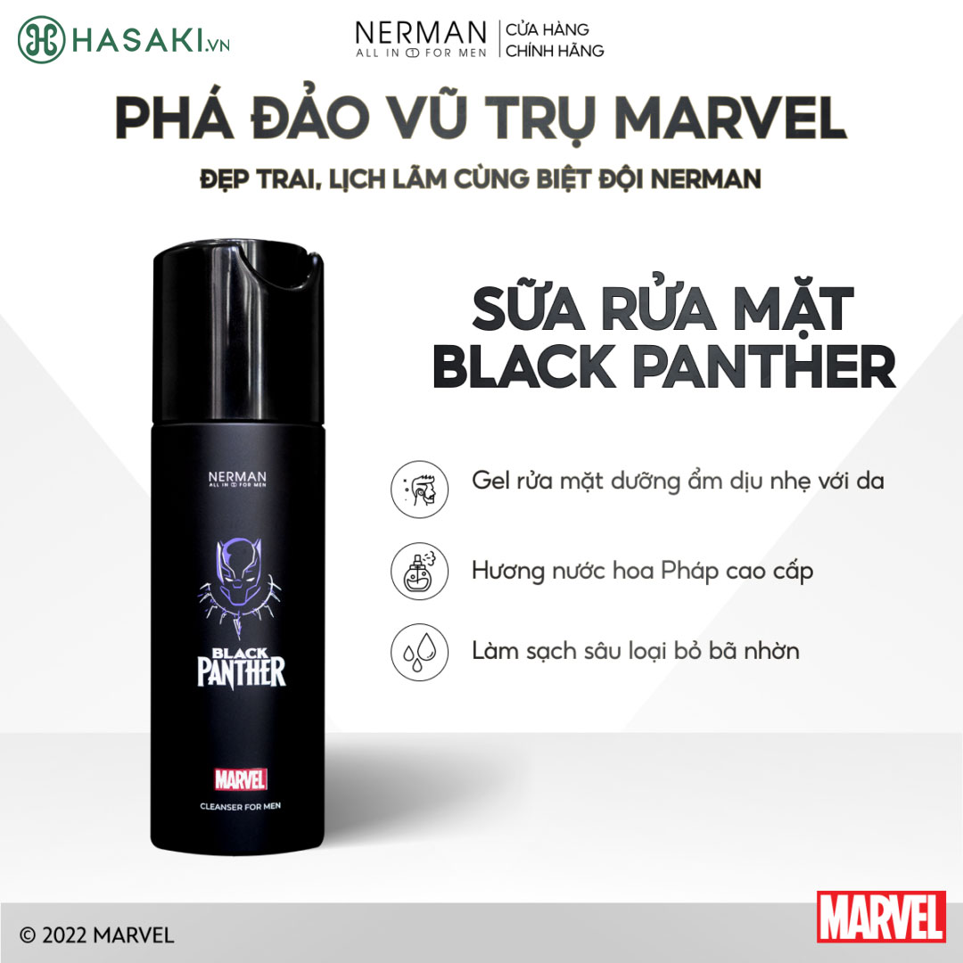 Sữa rửa mặt Black Panther Marvel Collection Nerman dưỡng ẩm cho nam hương nước hoa cao cấp 100g