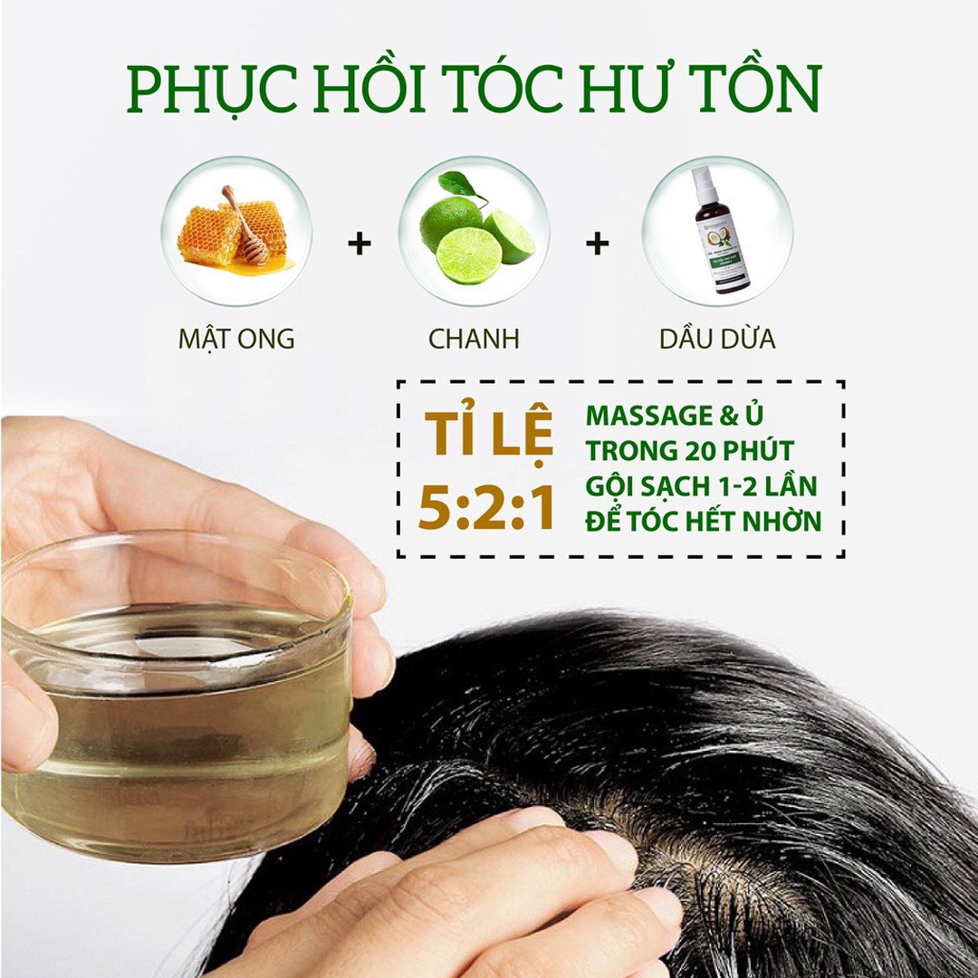 Dầu Dừa Tinh Khiết Vitamin E Milaganics giúp làm đẹp tóc
